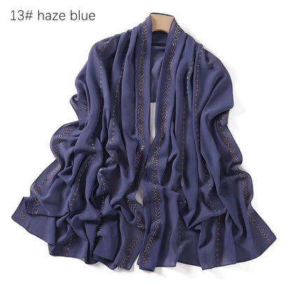 Women Glimmer Shiny Women Hijab Scarf Muslim Long Scarves Light Weight