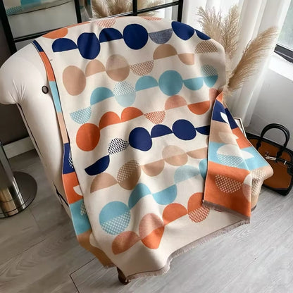 Women Luxurious Cashmere Touch Scarf - Warm Fringe Shawl