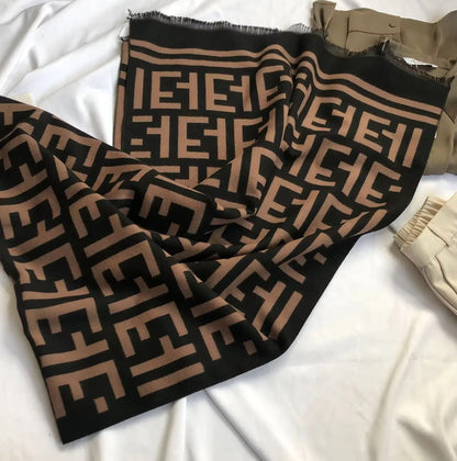 Women Luxurious Cashmere Touch Scarf - Warm Fringe Shawl