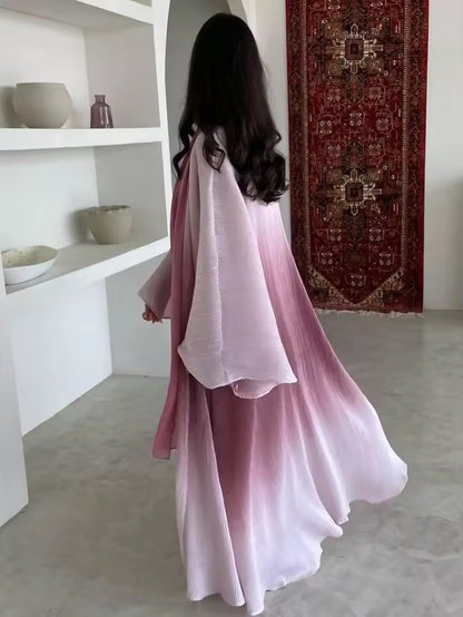 Women Split Abaya Open Front Kaftan Arab Long Robe