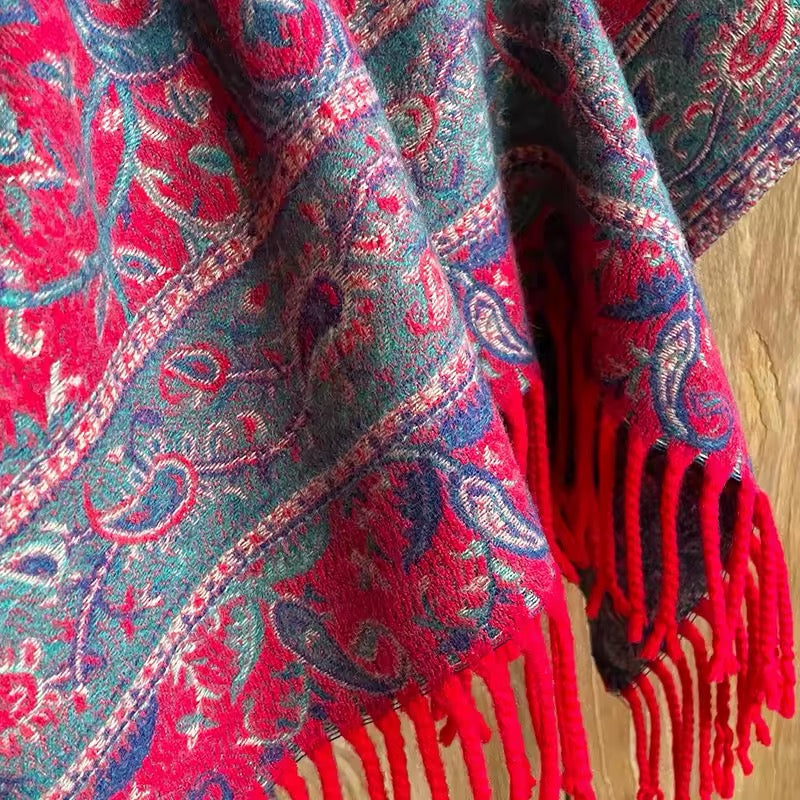 Luxury Women Classic Pashmina Double Sided Cashmere Touch Scarf - Warm Fringe Shawl