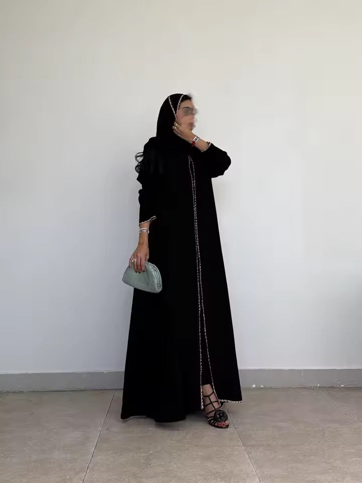 Split Women Black Abaya Modest Clothing Women Split Coat Abaya