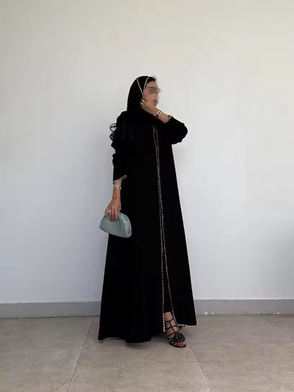 Split Women Black Abaya Modest Clothing Women Split Coat Abaya