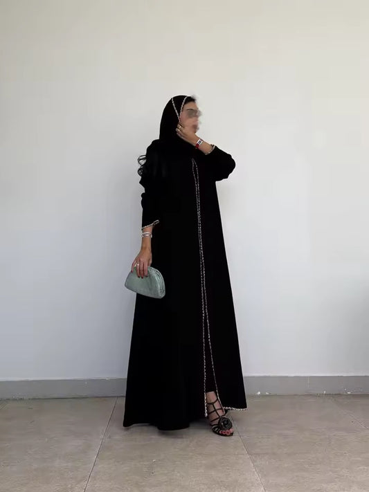 Split Women Black Abaya Modest Clothing Women Split Coat Abaya