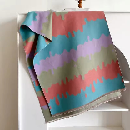 Women Luxurious Cashmere Touch Scarf - Warm Fringe Shawl