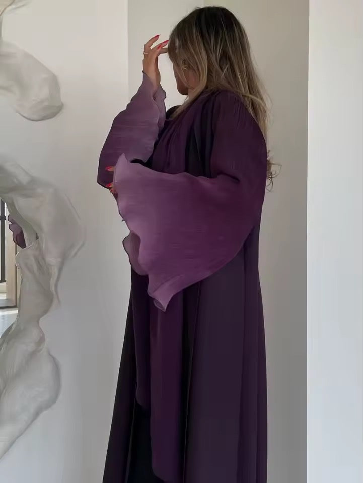 Women Split Abaya Open Front Kaftan Arab Long Robe