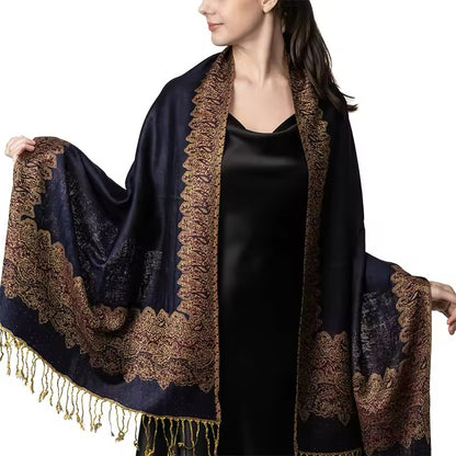 Luxury Women Classic Pashmina Cashmere Touch Bohemia Scarf - Warm Fringe Shawl