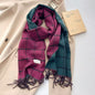 Men & Women Checked Pattern Cashmere Touch Scarf - Warm Fringe Shawl