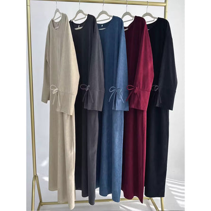 Sweet Bow-knot Dubai Women Closed Abaya Luxury Modest Clothing