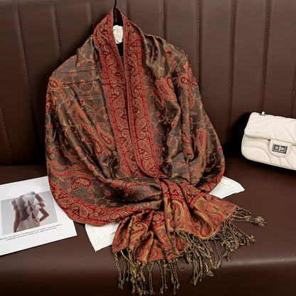 Luxury Women Classic Pashmina  Cashmere Touch Bohemia Scarf - Warm Fringe Shawl
