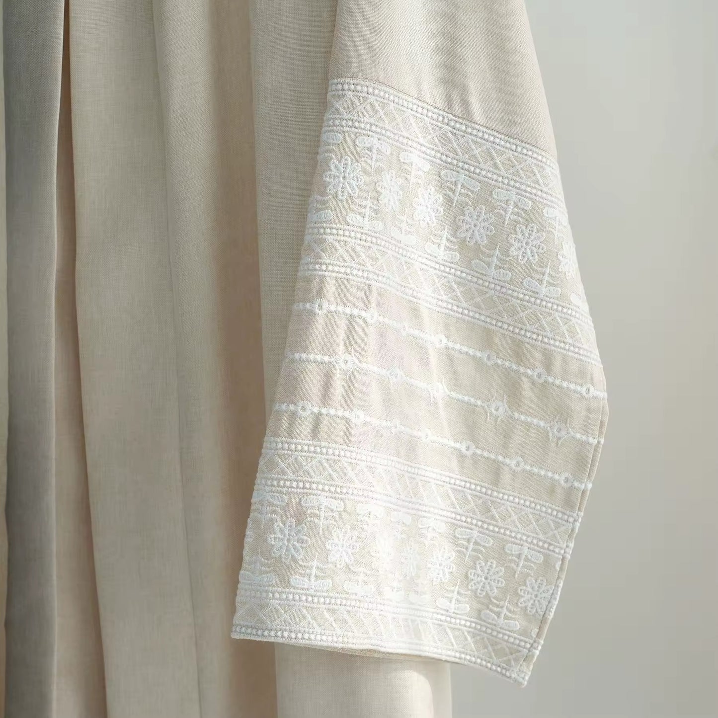 Women Split Abaya Fashion Embroidery Kimono Oversized Open Front Robe Syari Full Length Outerwear With Belt