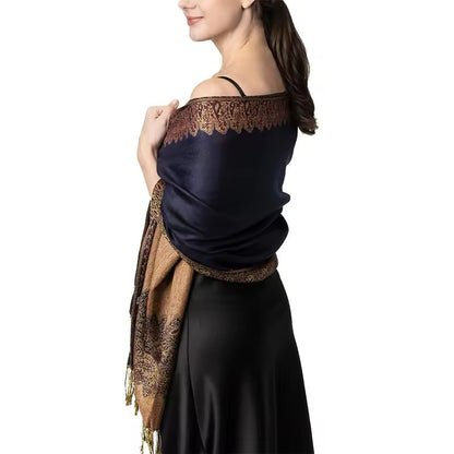 Luxury Women Classic Pashmina Cashmere Touch Bohemia Scarf - Warm Fringe Shawl