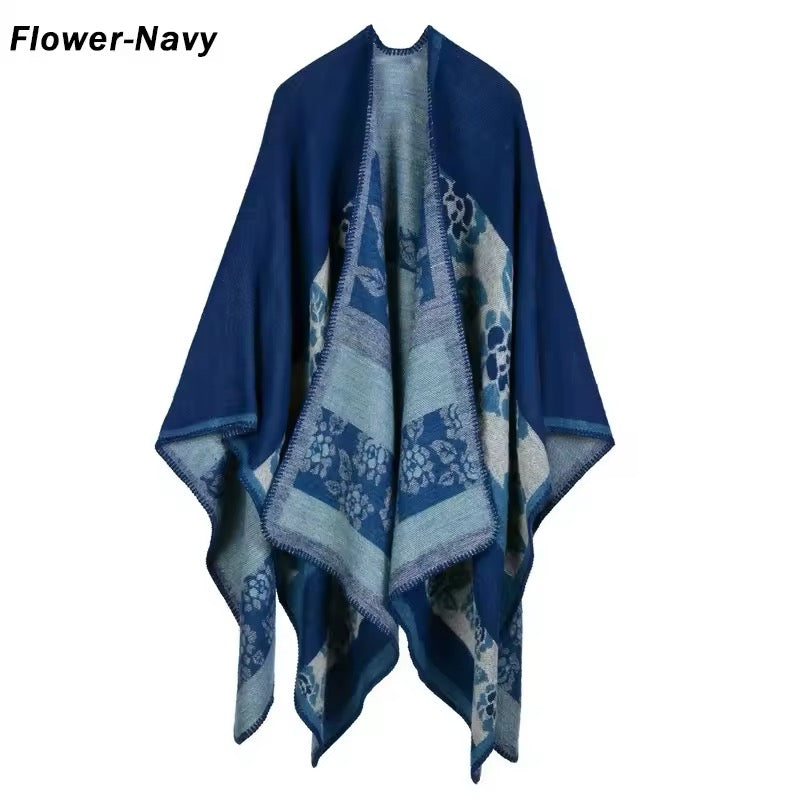 Cashmere Wool Cape Scarf Split Thickened Autumn and Winter Women Cape
