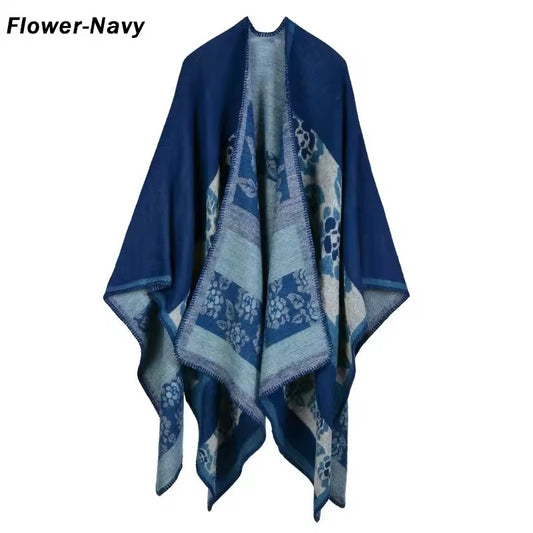 Cashmere Wool Cape Scarf Split Thickened Autumn and Winter Women Cape
