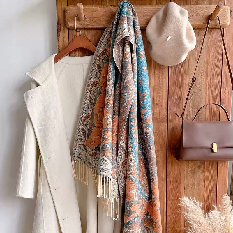 Luxury Women Classic Pashmina Cashmere Touch Scarf - Warm Fringe Pashmina Shawl