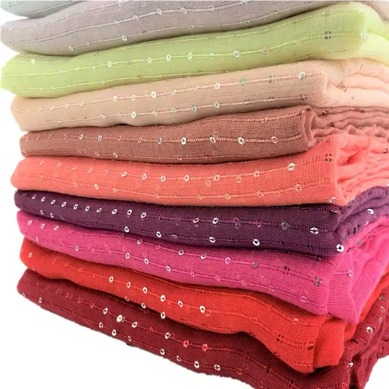 Women Glimmer Shiny Women Hijab Scarf Muslim Long Scarves Light Weight