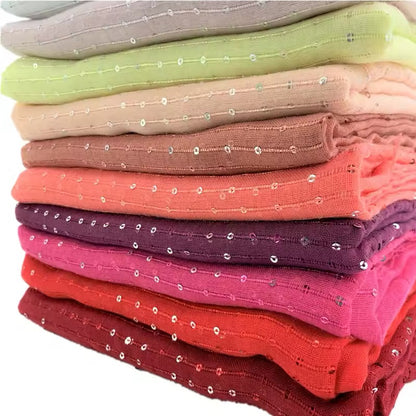 Women Glimmer Shiny Women Hijab Scarf Muslim Long Scarves Light Weight