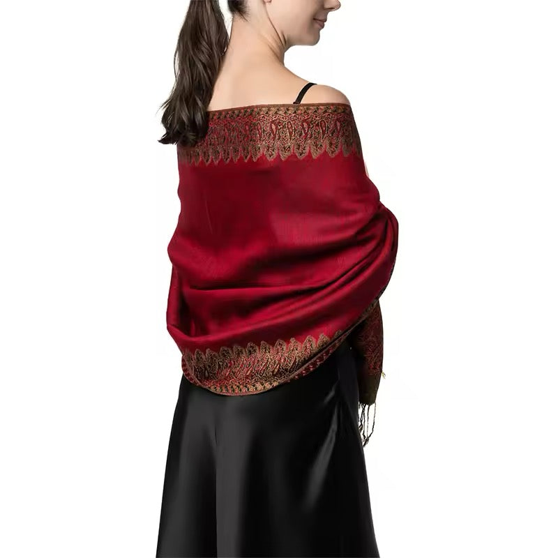 Luxury Women Classic Pashmina Cashmere Touch Bohemia Scarf - Warm Fringe Shawl