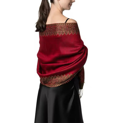 Luxury Women Classic Pashmina Cashmere Touch Bohemia Scarf - Warm Fringe Shawl