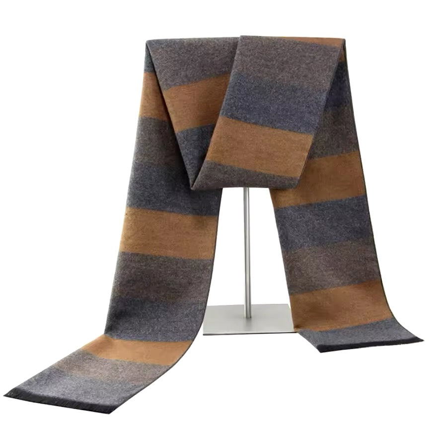 Men & Women Checked Pattern Cashmere Touch Scarf - Warm Fringe Shawl