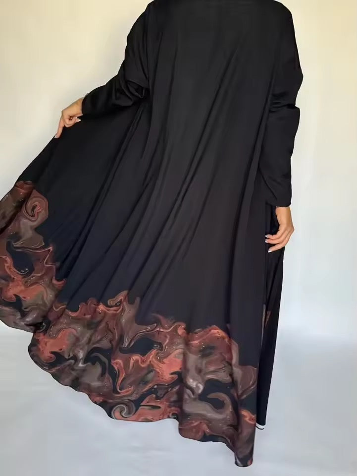 Split Women Black Abaya Modest Clothing Women Split Coat Abaya