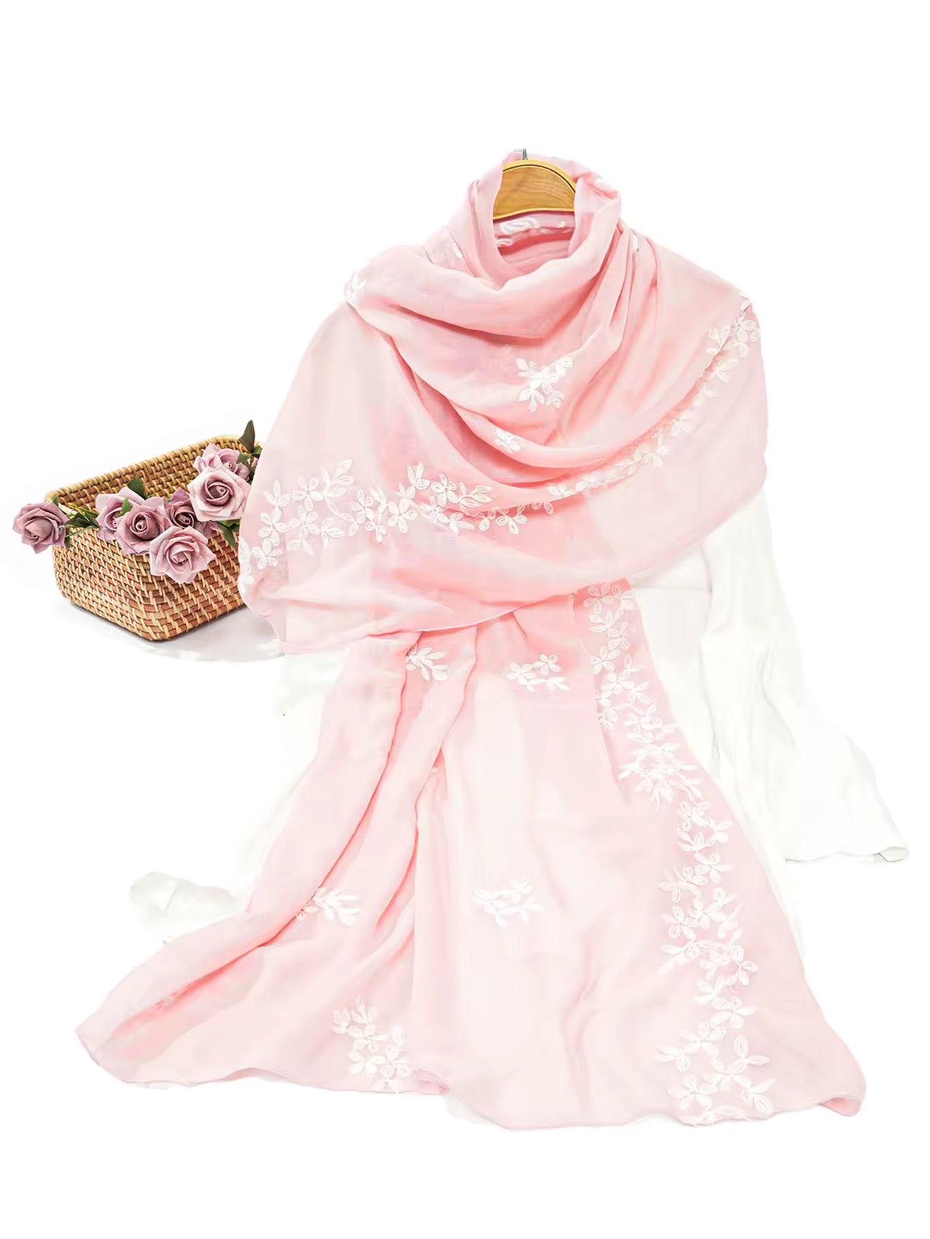 Women Embroidered Scarf Elegant and Versatile for Women Floral Shawl