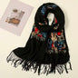 Women Embroidered Scarf Elegant and Versatile for Women Floral Shawl