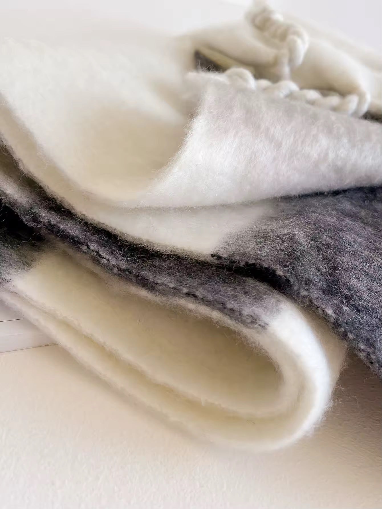 Women & Men Wool Autumn Winter Plaid Warmth Scarf Furry Mohair Shawl Women Woollen