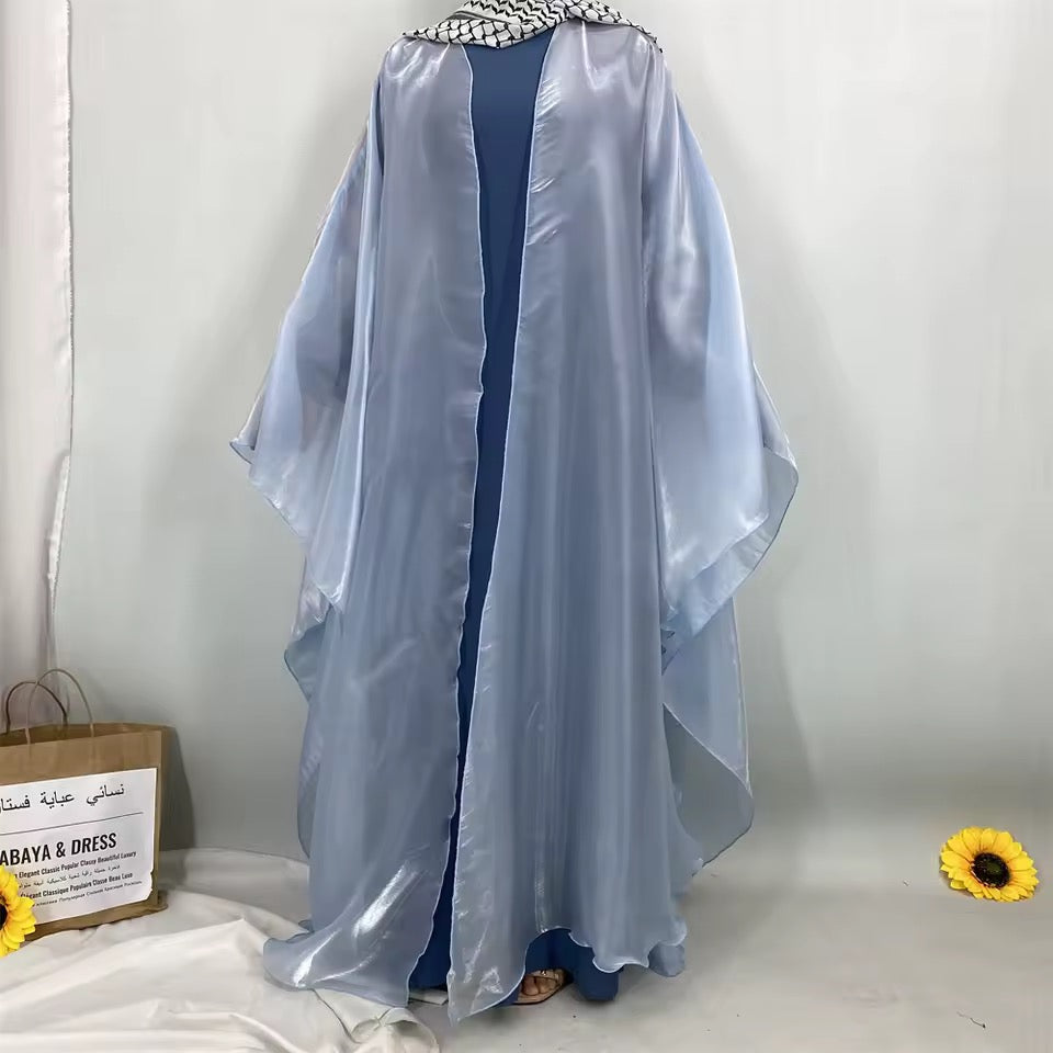 Women Split Abaya Open Front Kaftan Arab Long Robe