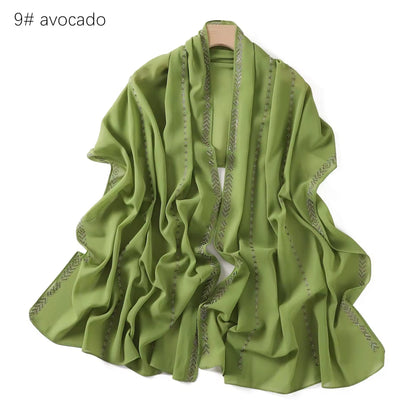 Women Glimmer Shiny Women Hijab Scarf Muslim Long Scarves Light Weight