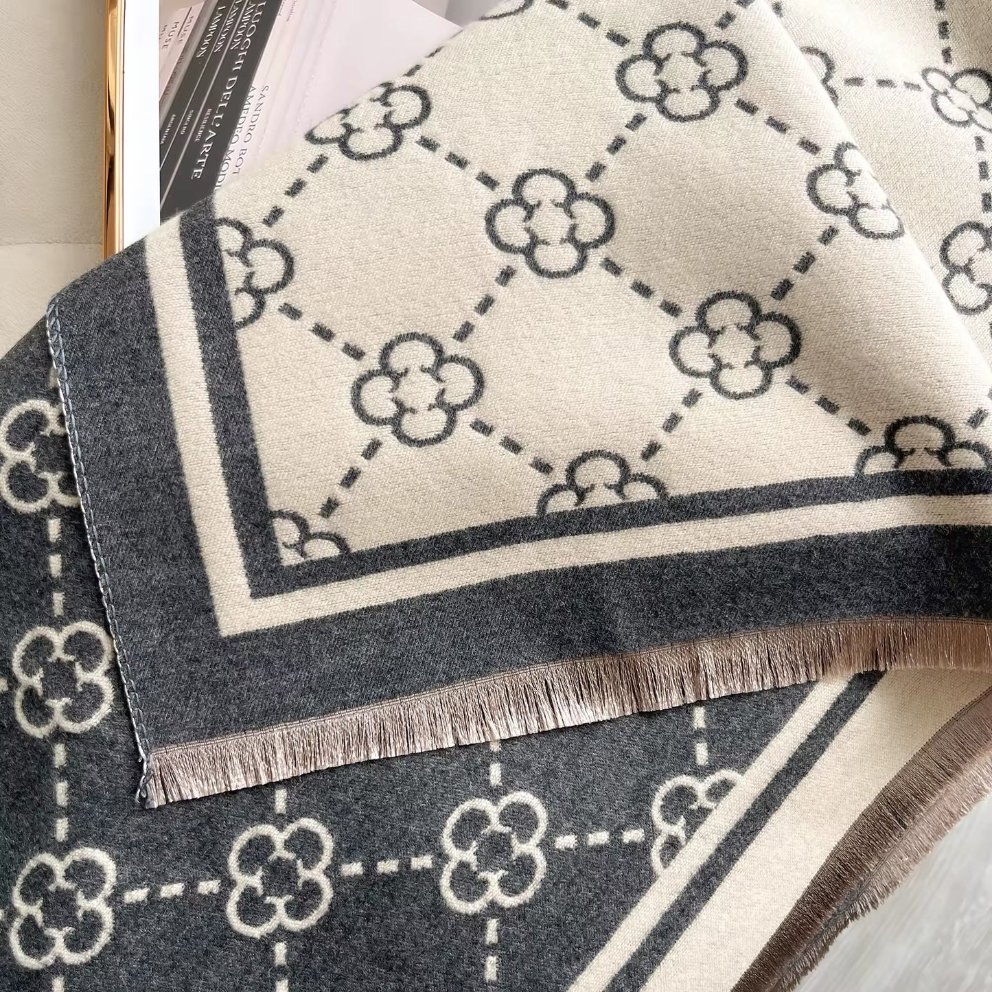 Women Luxurious Cashmere Touch Scarf  - Warm Fringe Shawl