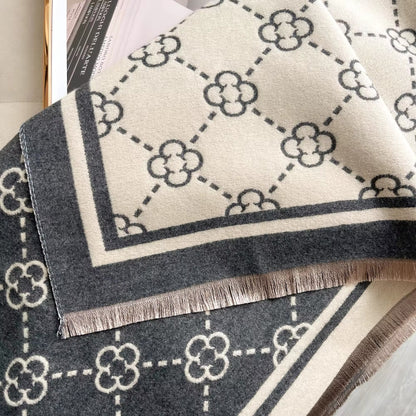 Women Luxurious Cashmere Touch Scarf  - Warm Fringe Shawl