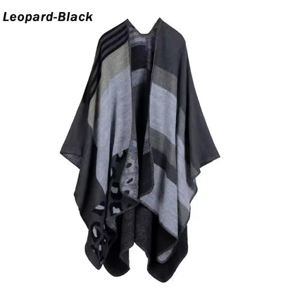 Cashmere Wool Cape Scarf Split Thickened Autumn and Winter Women Cape