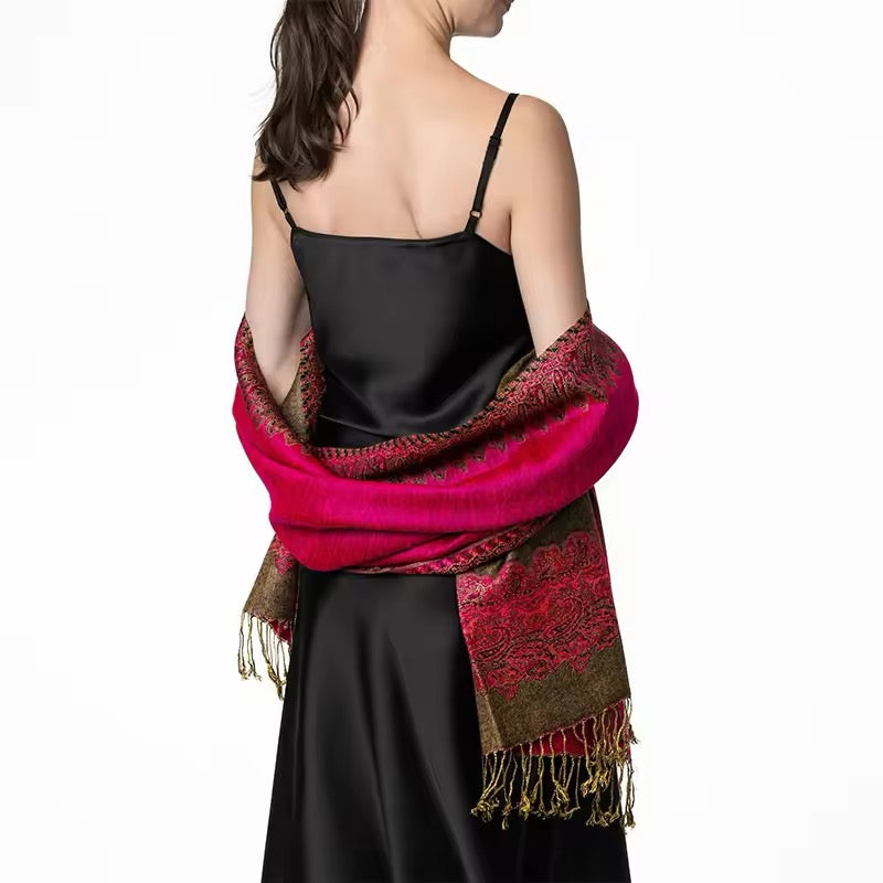 Luxury Women Classic Pashmina Cashmere Touch Bohemia Scarf - Warm Fringe Shawl