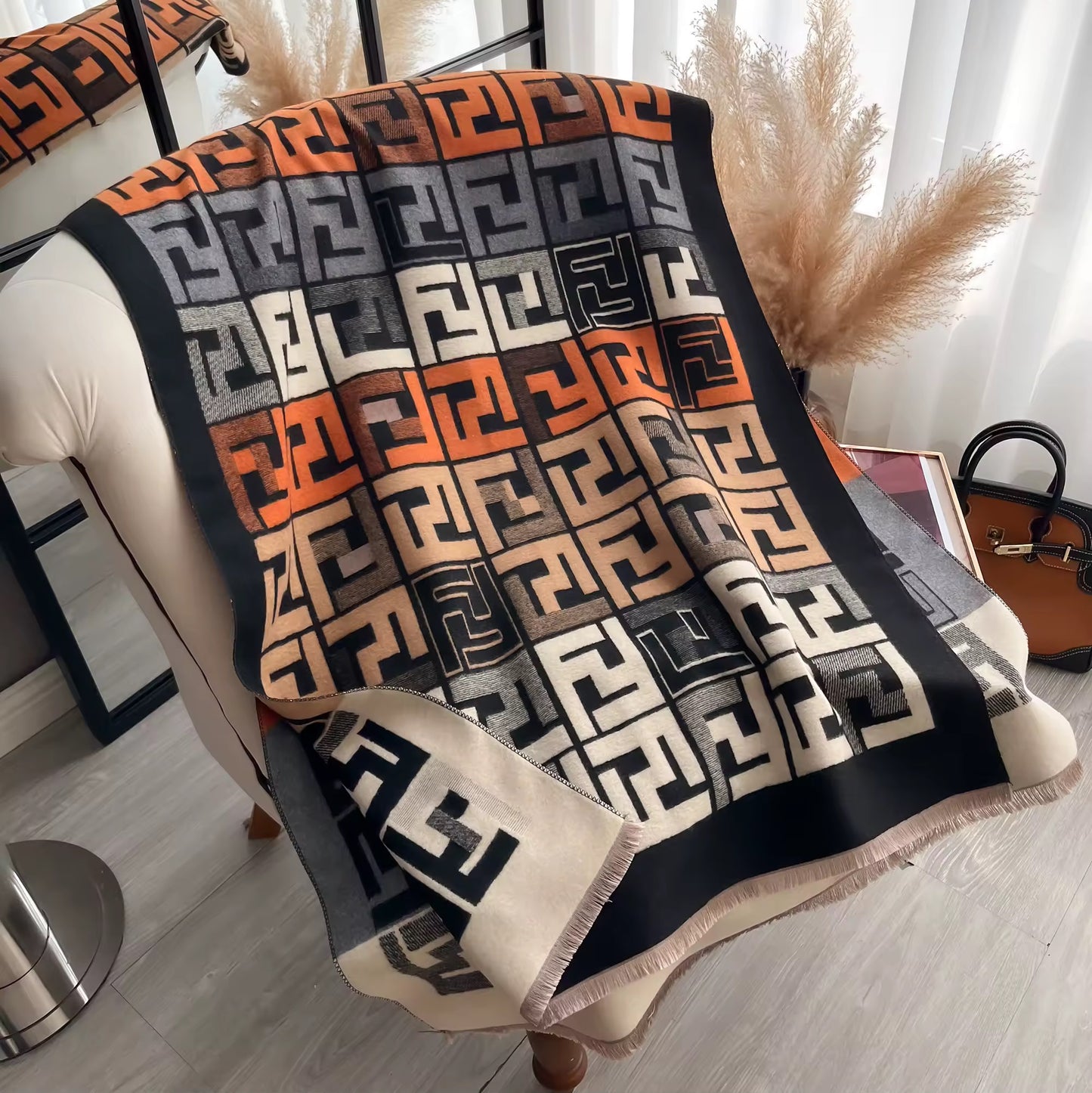 Women Luxurious Cashmere Touch Scarf - Warm Fringe Shawl