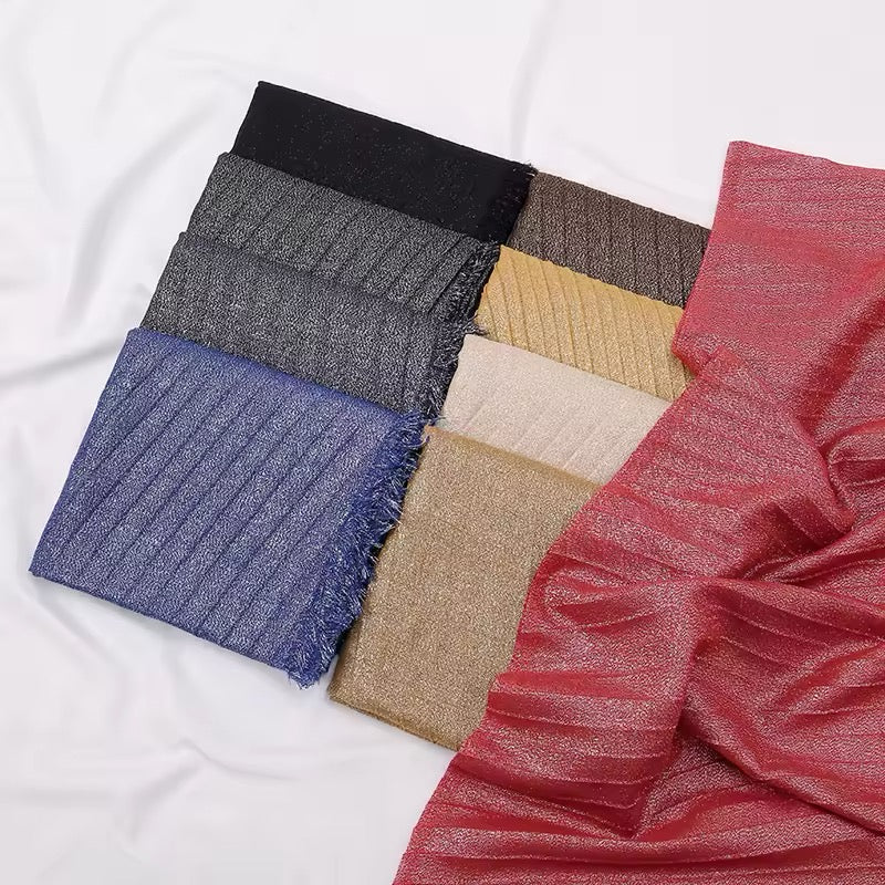 Women Glimmer Shiny Women Hijab Scarf Muslim Long Scarves Light Weight
