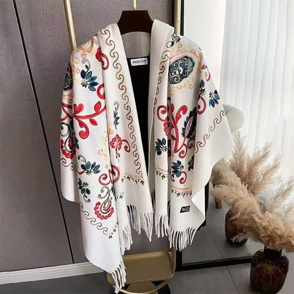Women Embroidered Scarf Elegant and Versatile for Women Floral Long Shawl