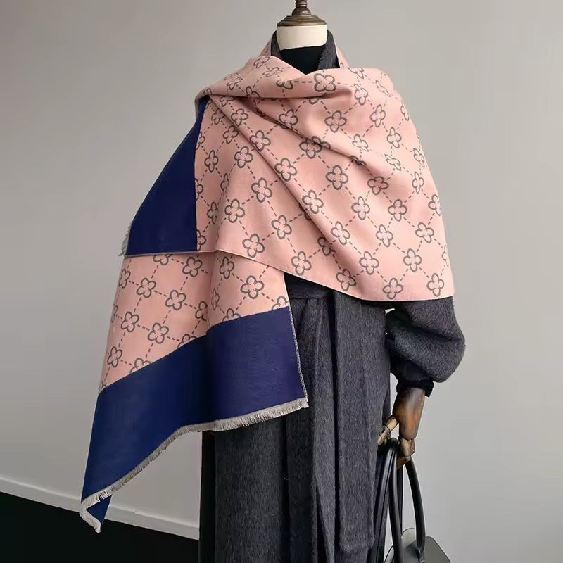 Women Luxurious Cashmere Touch Scarf - Warm Fringe Shawl