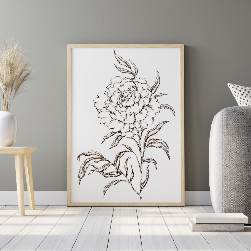 Hand Drawn Floral Art on Cartridge Paper - No Frame (Size: A4 & A3)