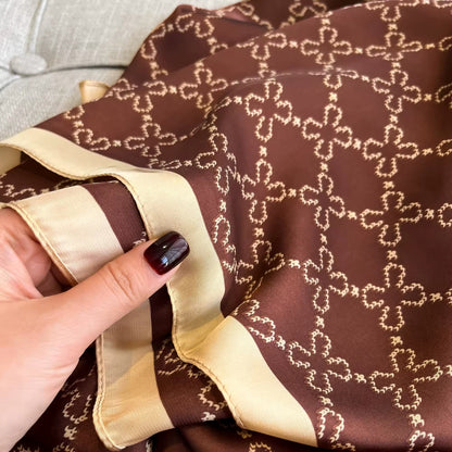 Satin Shawls Autumn Colour Print Luxury Silk Scarf Scarves Women Silk Satin