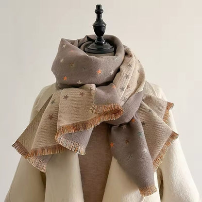 Women Luxurious Cashmere Touch Scarf - Warm Fringe Shawl