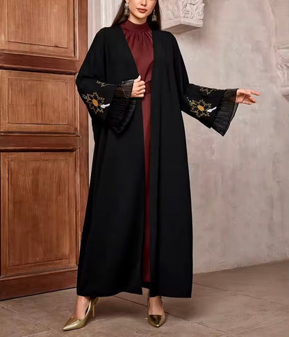 Split Women Black Abaya Modest Clothing Women Split Coat Abaya