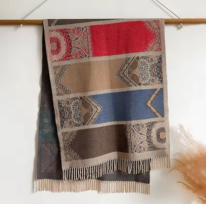 Luxury Women Classic Pashmina Double Sided Cashmere Touch Scarf - Warm Fringe Shawl UK