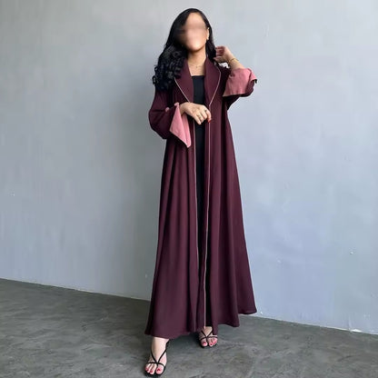 Women Split Abaya Open Front Kaftan Arab Long Robe