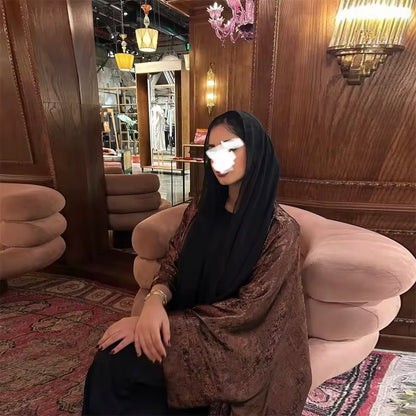 Women Split Abaya Open Front Kaftan Arab Long Robe