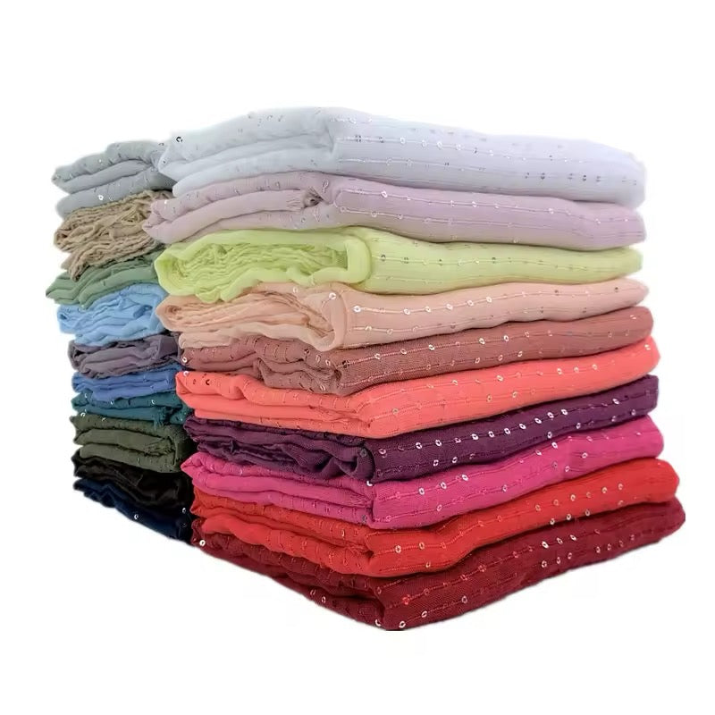 Women Glimmer Shiny Women Hijab Scarf Muslim Long Scarves Light Weight
