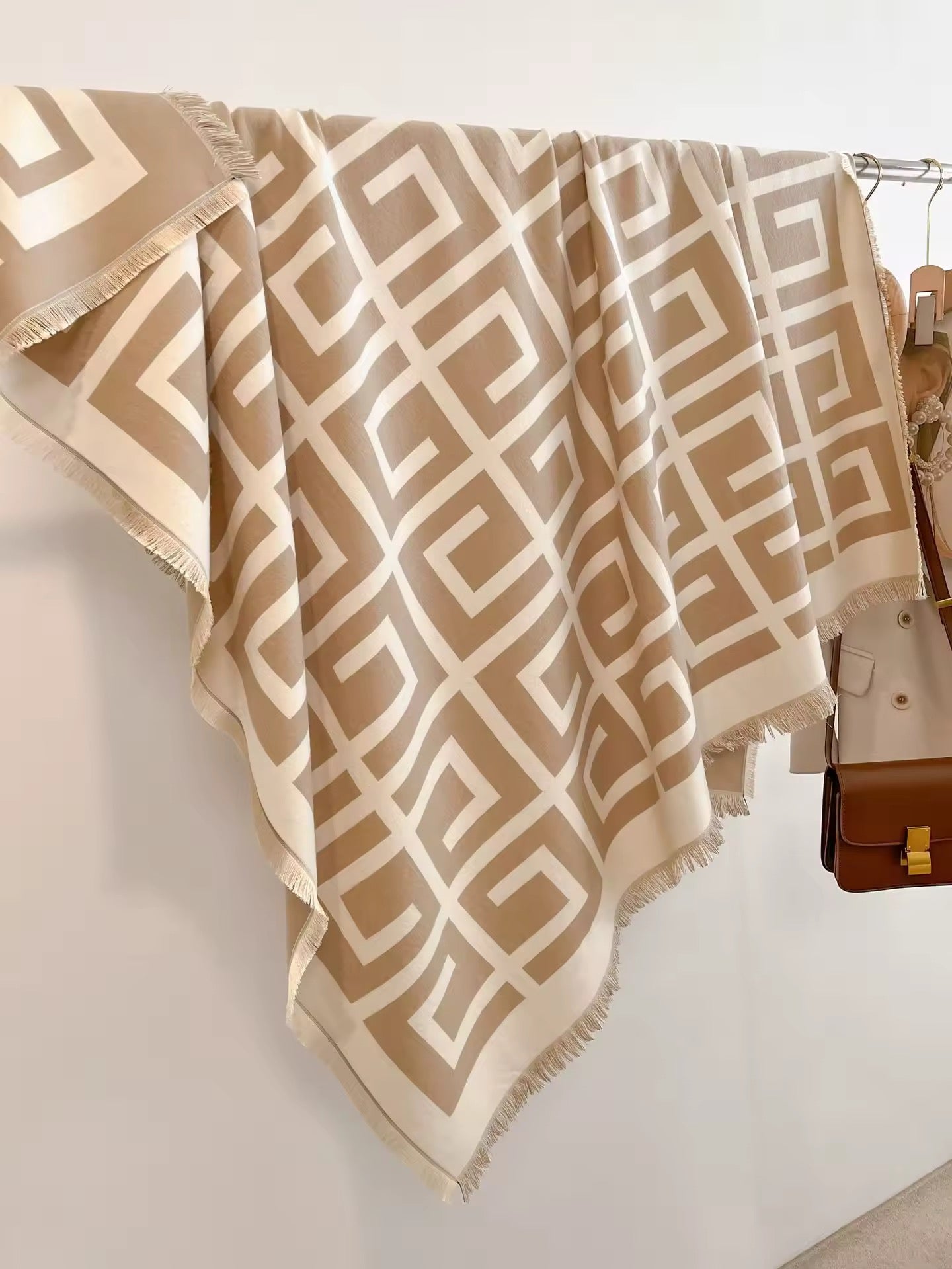 Women Luxurious Cashmere Touch Scarf - Warm Fringe Shawl