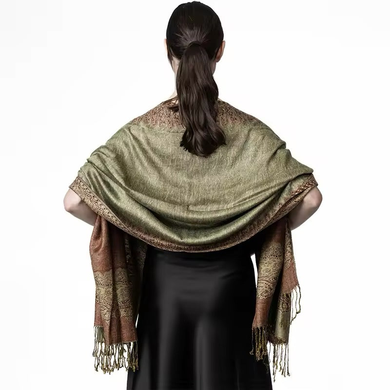 Luxury Women Classic Pashmina Cashmere Touch Bohemia Scarf - Warm Fringe Shawl