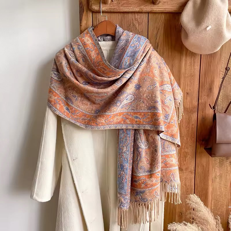 Luxury Women Classic Pashmina Double Sided Cashmere Touch Scarf - Warm Fringe Shawl