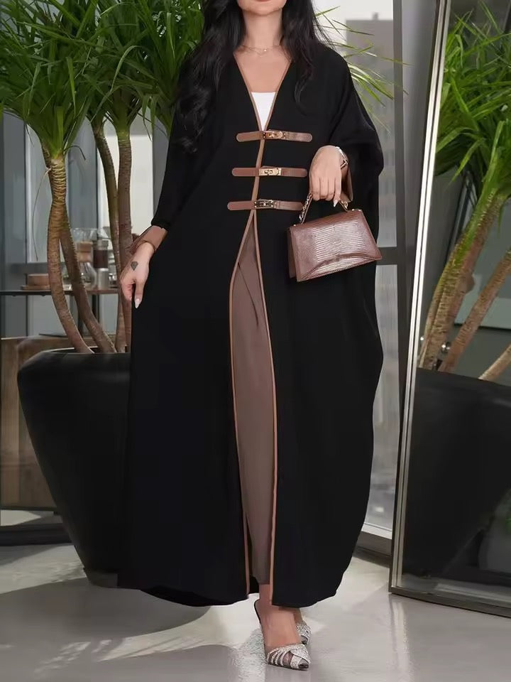 Split Women Black Abaya Modest Clothing Women Split Coat Abaya